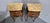 A superb pair of French bombe shaped marquetry inlaid bedside lamp tables, ormolu mounts, excellent quality marble tops....