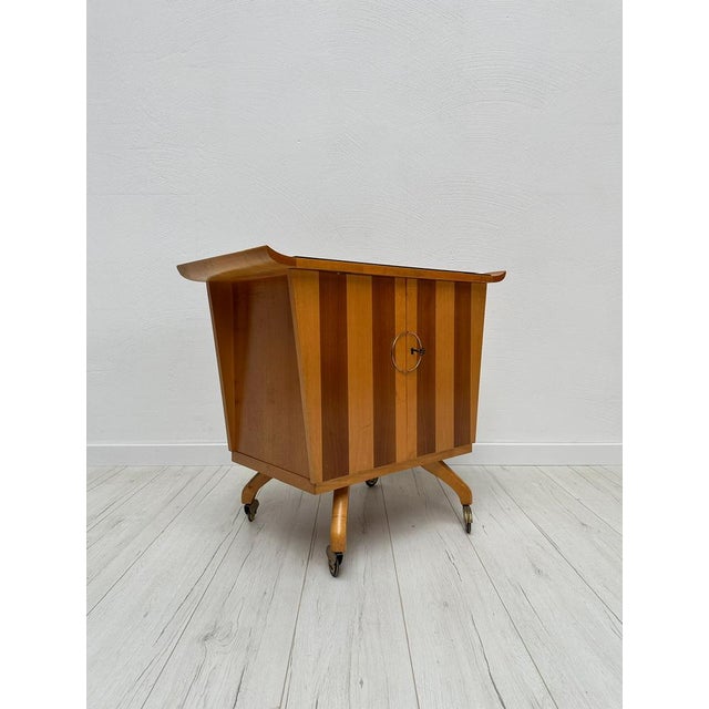 Vintage Walnut Bar Trolley, 1950s For Sale - Image 4 of 7