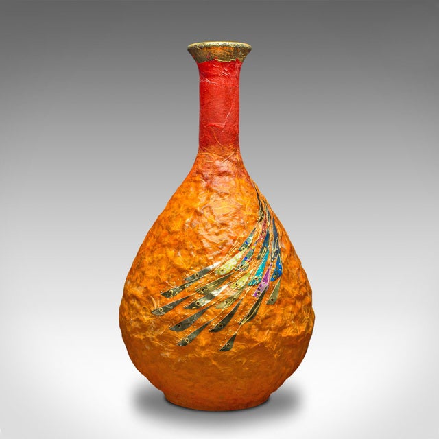 This is a contemporary bulb posy vase. An English, art glass and straw silk decorative urn by Margaret Johnson. Superb...