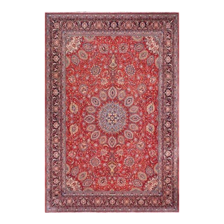 Shabby Chic Persian Rust/Blue Wool Rug - 9'9'' X 13'0'' For Sale