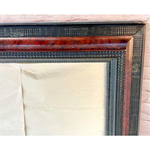 Large Italian Ebonized and Faux Tortoise Framed Mirror For Sale - Image 10 of 16