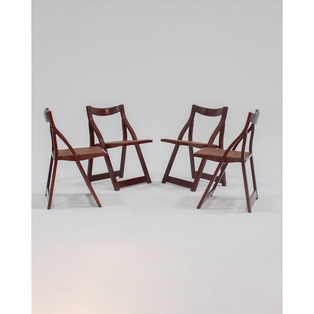 Mid-Century Modern Wooden Folding Chairs in the style of Aldo Jacober, Set of 4 For Sale - Image 3 of 11