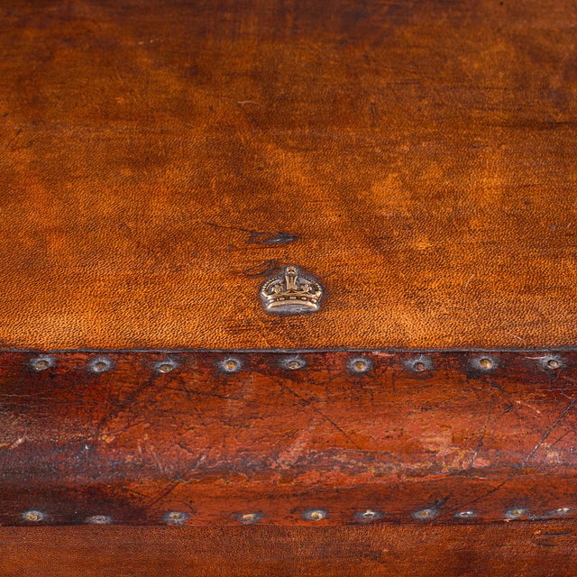 Pair of Late Vintage Officer's Campaign Trunks, English, Leather, Nightstand For Sale - Image 11 of 12