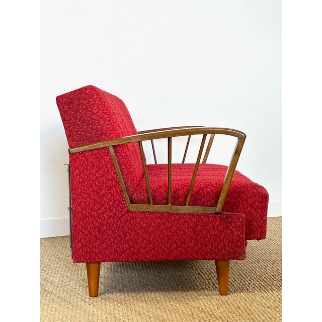 Vintage Scandinavian Convertible Sofa in Wood and Fabric, 1960s For Sale - Image 15 of 17