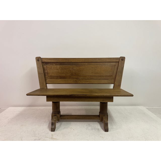 Vintage Belgian Oak Bench by De Puydt, 1960s For Sale - Image 4 of 15