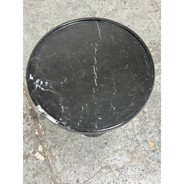 Black Michael Oren Designs Marquina Marble Pedestal Side Table For Sale - Image 8 of 12