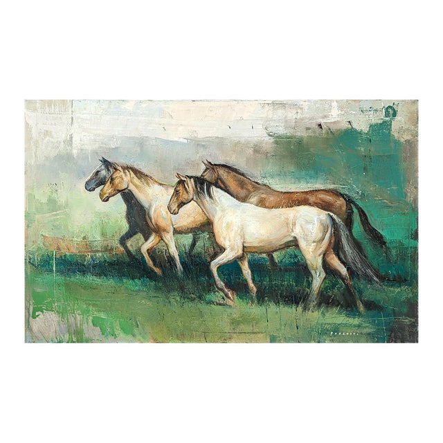 Contemporary Matthew Paoletti "Four Horses" Contemporary Naturalistic Equestrian Animal Painting of Horses, 2022 For Sale - Image 3 of 10
