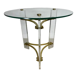 Mid Century Vintage Brass and Lucite Side Table