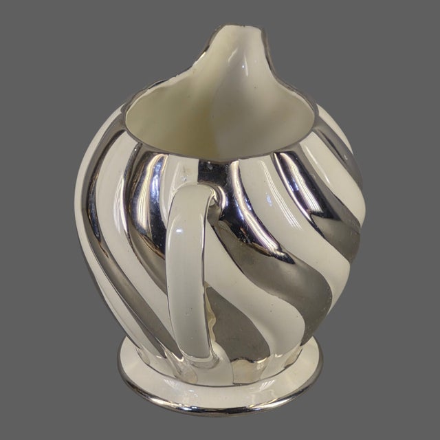 English Vintage Sadler England Silver & Cream Swirl Porcelain Milk Pitcher For Sale - Image 3 of 9