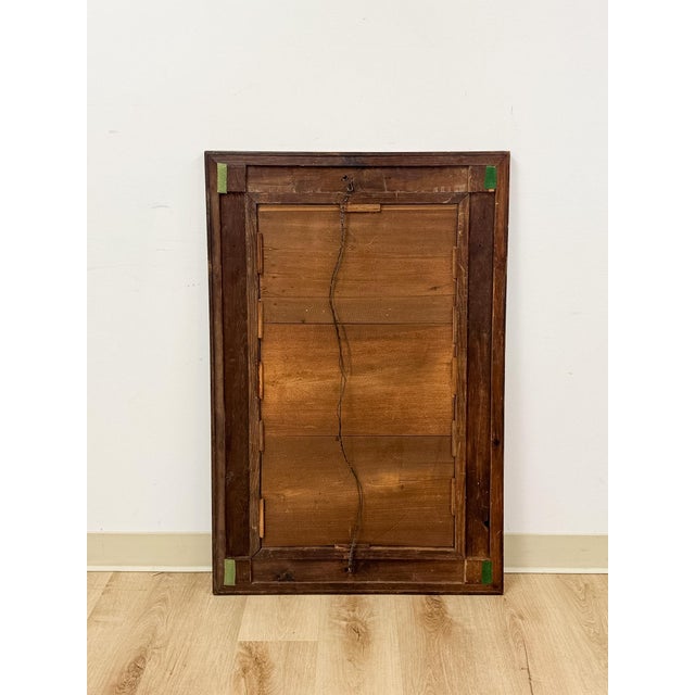 Vintage MCM Walnut Burlwood Tiger Oak Wall Mirror Antique Frame Hanging Mirror For Sale - Image 12 of 13