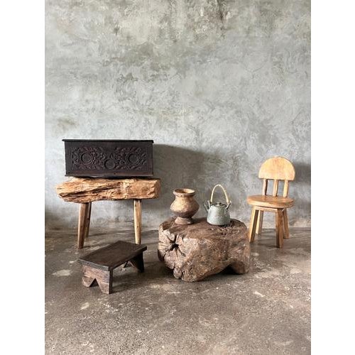 Small Circular Coffee Table in Organic Monoxyl Teak For Sale - Image 12 of 15