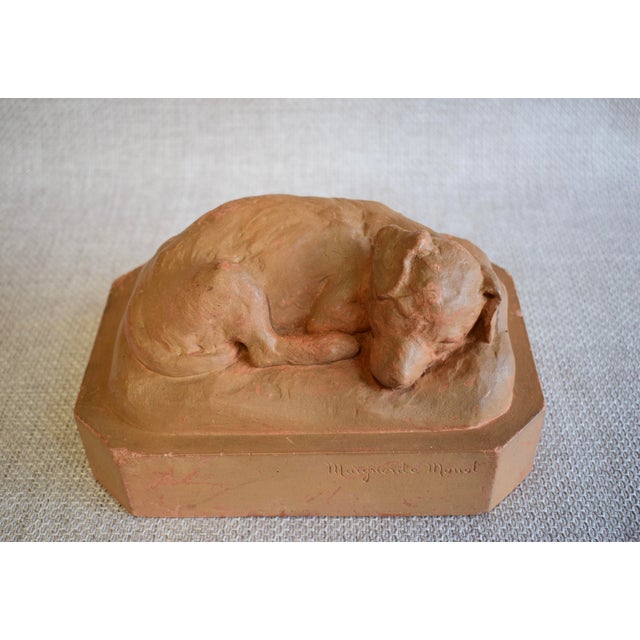 Terracotta Sleeping Puppy Sculpture by Marguerite Monot, 1920s-1940s For Sale - Image 4 of 14