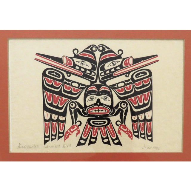 Set of 3 Native American Lithographs Prints Mid Century Modern Abstract Bird Signed Framed For Sale - Image 4 of 5