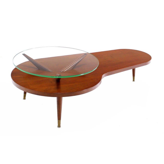 Mid Century Modern Walnut Organic Kidney Shape Coffee Table Chairish