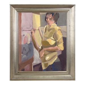 "Ulanda - Painting in Studio Class" Bay Area Figurative Movement Oil on Canvas by Patricia Gren Hayes