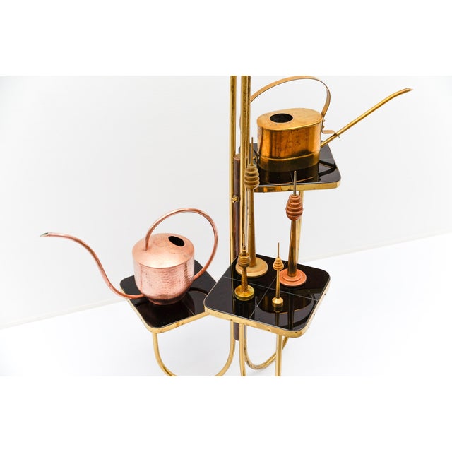 Gold Mid-Century Modern Brass and Glass Étagère, Austria,1950s For Sale - Image 8 of 10