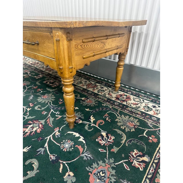Wood 1940s Vintage Bamboo Tiger Oak Desk For Sale - Image 7 of 8