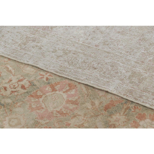 Textile Vintage Persian Tabriz Rug, Sage Green & Rose Floral Pattern - Rug & Kilim For Sale - Image 7 of 7