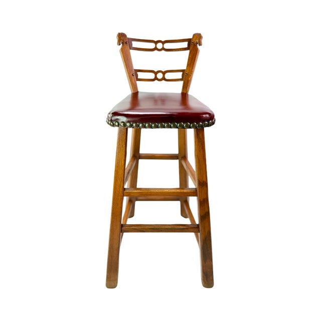 Arts & Crafts 1960s Trio "Viking" Horse Head Barstools Attributed to Romweber For Sale - Image 3 of 4