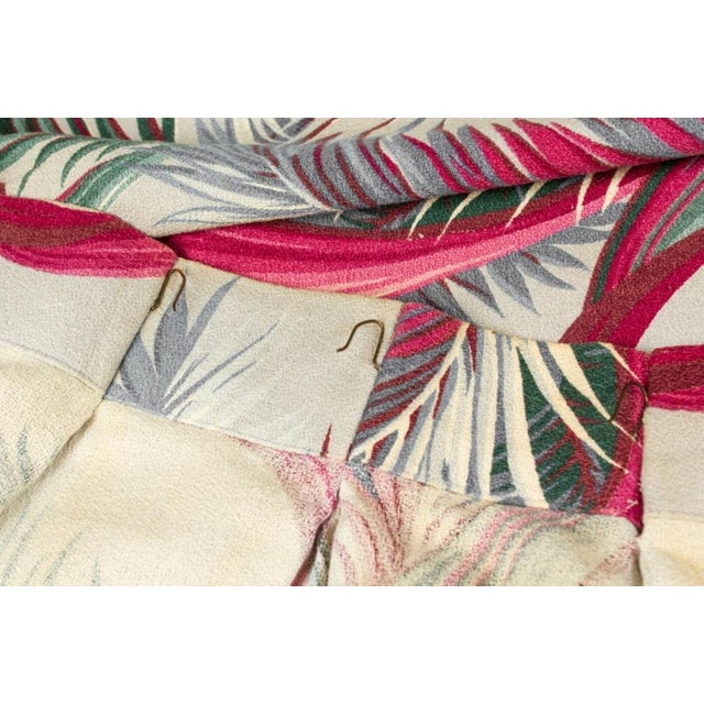 1940's Palm Barkcloth Frabric Curtain Panels- Set of 4 For Sale - Image 4 of 6