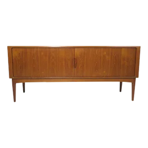 Mid 20th Century Johannes Andersen Teak Credenza With Sculpted Pulls