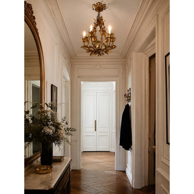 Vintage Italian Brass Chandelier, 1950s For Sale - Image 9 of 10
