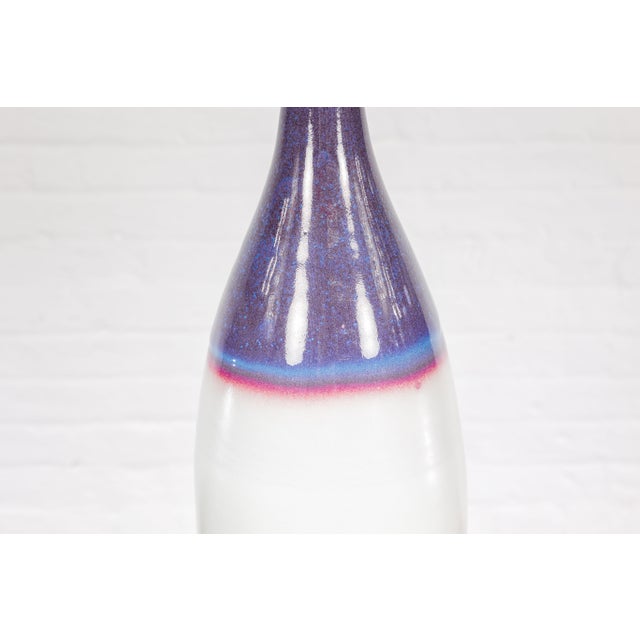 Multicolor Ceramic Bottle Base with Purple, Blue, Pink and White Tones For Sale - Image 9 of 12