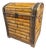 Midcentury Campaign Split Bamboo and Copper Trunk With Domed Lid For Sale