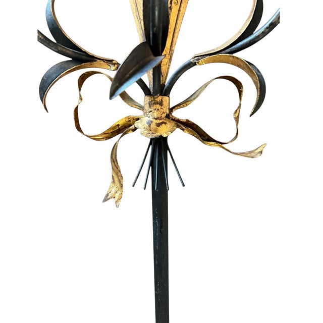 Monumental Vintage Mid Century Italian Gilt Metal Wall Sconces - 38.5" - A Pair For Sale In Los Angeles - Image 6 of 9