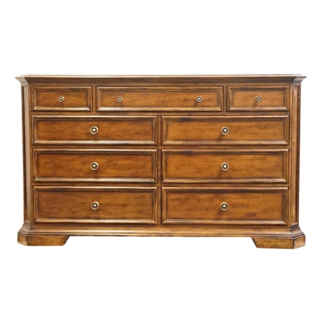 Bernhardt Furniture Solid Cherry Italian Neoclassical Tuscan Style 68" Double Dresser 327-043 For Sale