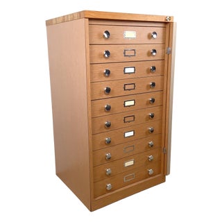 Ten-Drawer Museum Specimen Cabinet With Butcher Block Top For Sale