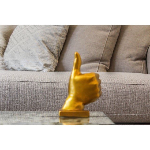 Gold Thumbs Up Hand Symbol Sculpture For Sale - Image 4 of 6