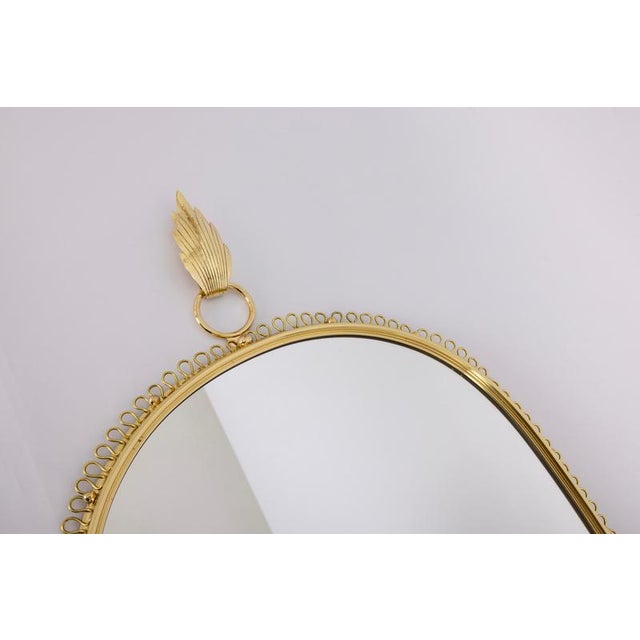 Metal Mid-Century Brass Loop Wall Mirror with Hook by Josef Frank for Svenskt Tenn, 1960s For Sale - Image 7 of 9