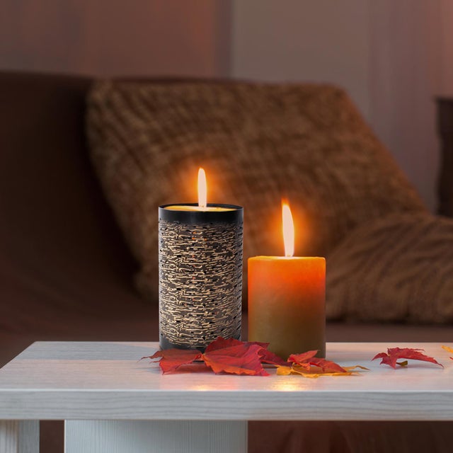 Golden Thread Cylindrical Large Candle Holder For Sale - Image 10 of 10