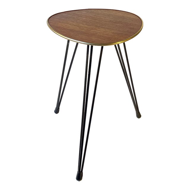 Teak Side Table in Teak & Wire-Steel, 1950s For Sale