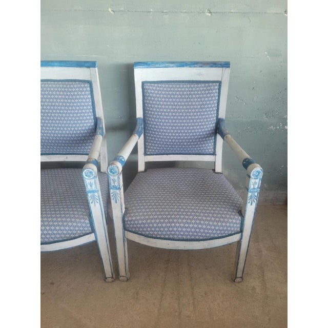 Antique Empire Style Lacquered Armchairs, Set of 2 For Sale - Image 6 of 10