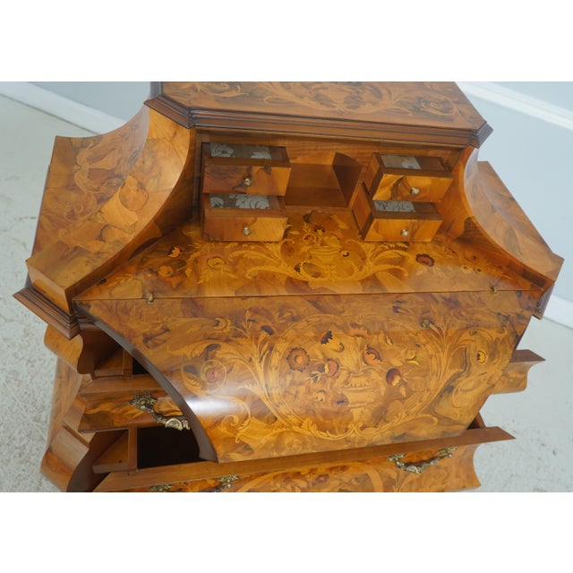 Italian Highly Inlaid Olivewood Fall Front Desk For Sale - Image 4 of 18