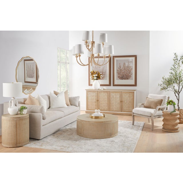 Transitional Cane End Table, Smoke Gray Oak For Sale - Image 3 of 12