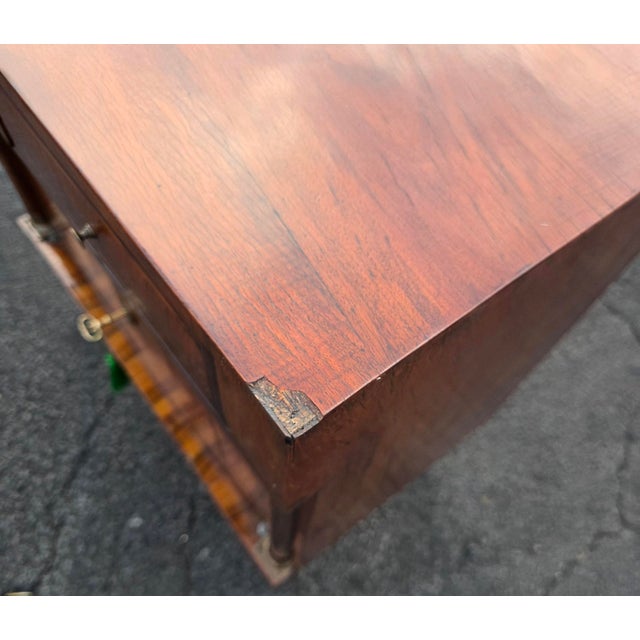 American Classical Figured Flame Mahogany Two-Drawer Cabinet With Brass-Mounted Columns, Circa 1840 For Sale - Image 10 of 12