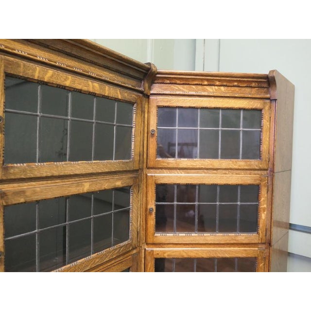 Brown Oak Barrister's Corner Bookcase, 1930 For Sale - Image 8 of 9
