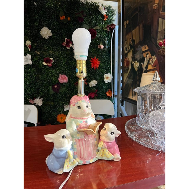1970s Nursery/Kids Room Bunny Ceramic Vintage Lamp For Sale In Atlanta - Image 6 of 10