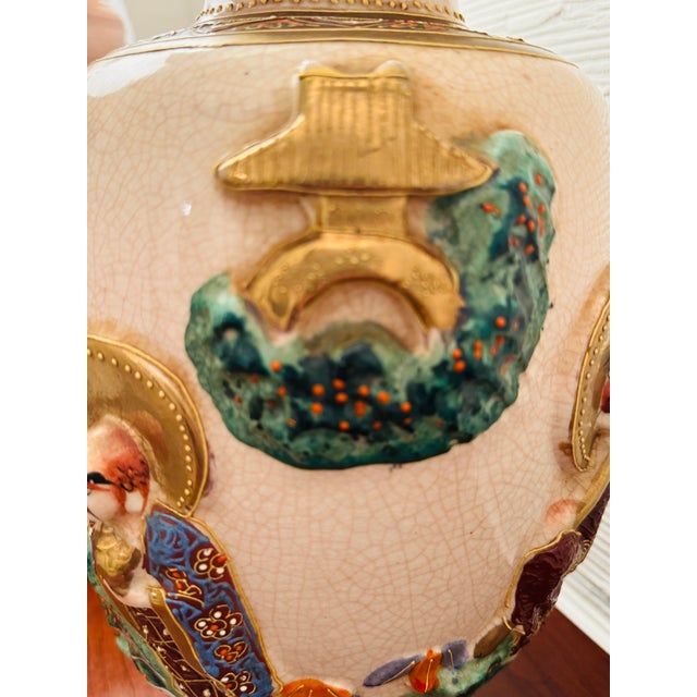 Early 20th Century Antique Asian Figural Crackle Glaze Vase With Elephant Motif, Early 1900's For Sale - Image 5 of 13