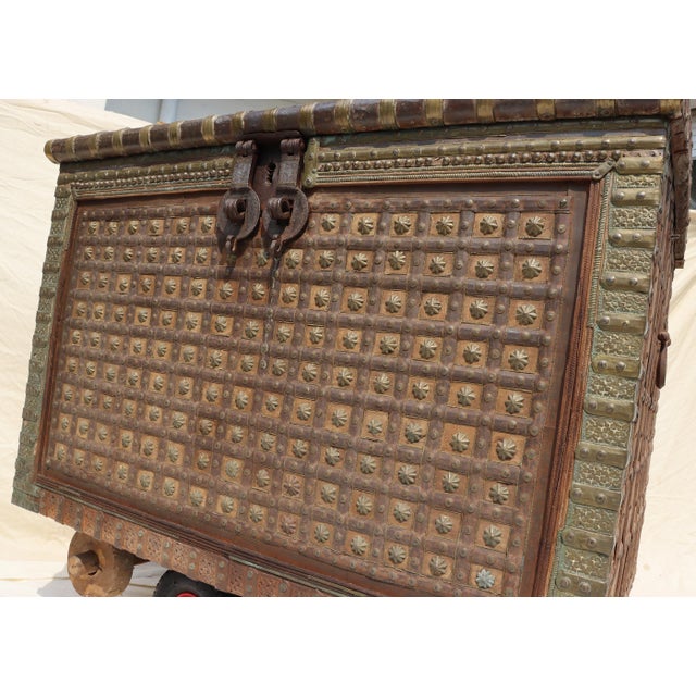 Vintage Indian Dowry Chest on Wheels, 1920s For Sale - Image 17 of 18
