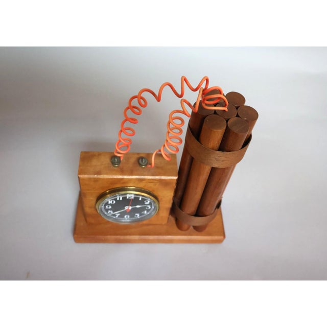 Vintage Folk Art Dynamite Wooden Desk Clock For Sale In Raleigh - Image 6 of 8