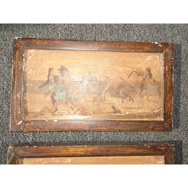 1950s Set Six 7"x12 Collage Antique Rustic Spanish Style Pictures of Bullfighters & Matadors For Sale - Image 5 of 18