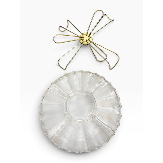 1970s Vintage Glass Lazy Susan Serving Tray With Gold-Tone Divided Insert For Sale - Image 5 of 7