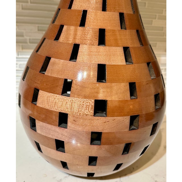 Enormous 20" Original Joel Hunnicutt Segmented Maple Wood Open Vessel Statement Sculpture For Sale - Image 4 of 5