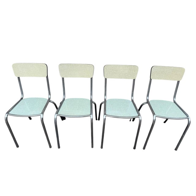 Green Formica Chairs, France, 1950s, Set of 4 For Sale - Image 8 of 18
