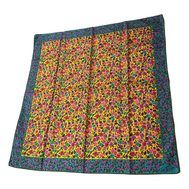 A 1980s Floral Print Silk Scarf by Ken Scott For Sale