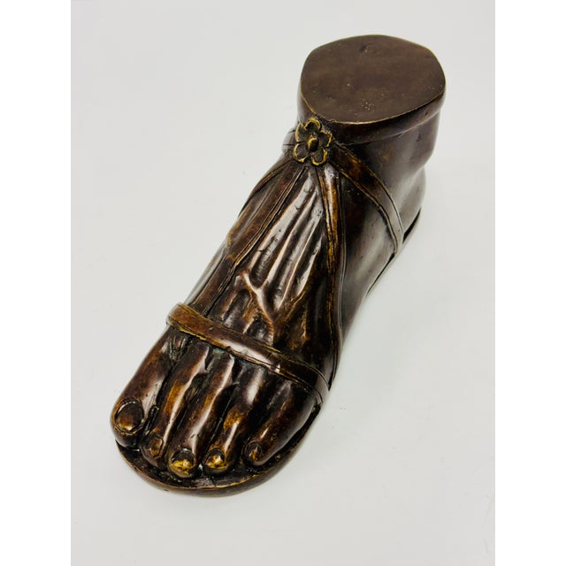 Vintage Bronze Sandaled Foot of a Roman or Greek Antiquity For Sale - Image 4 of 7